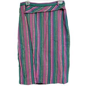 EVA FRANCO x ANTHROPOLOGIE Stripe Pencil Skirt in multicolor/metallic-Size 4‎